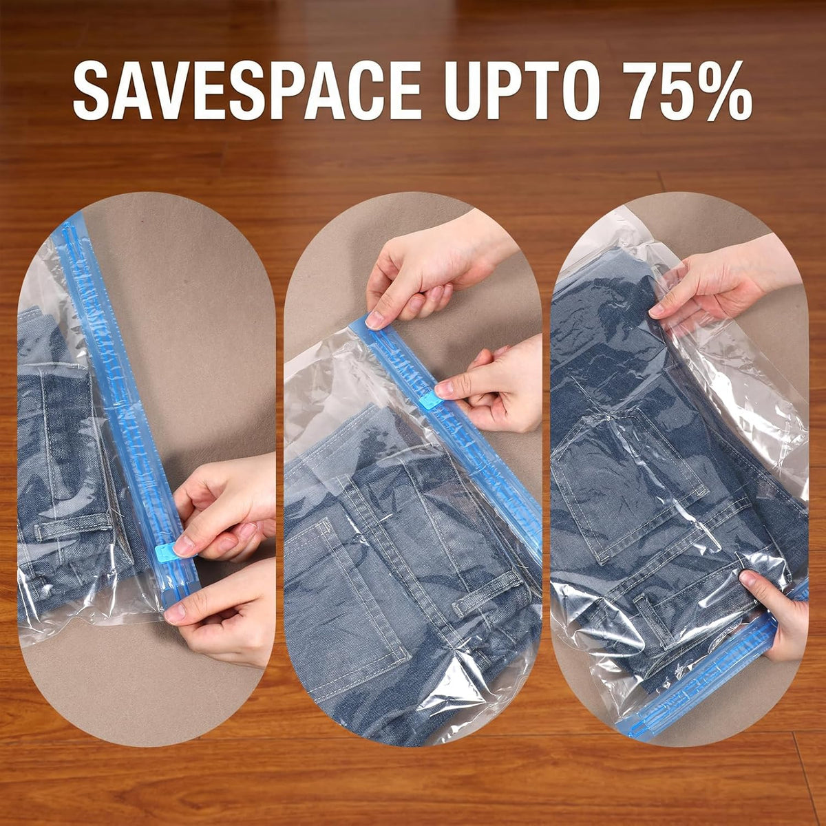 4 Pcs Roll Up Compression Bags, No Pump Needed | 13.8 X19.7in Roll Up Vacuum Bags for Travel, Travel Compression Bags for Packing