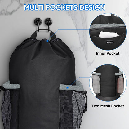 120L Laundry Bag Backpack, 900D Oxford Fabric Large Travel Laundry Bags with Shoulder Straps and 2 Mesh Pockets for College Dorm, Apartment, Laundromat (Black, 120L)