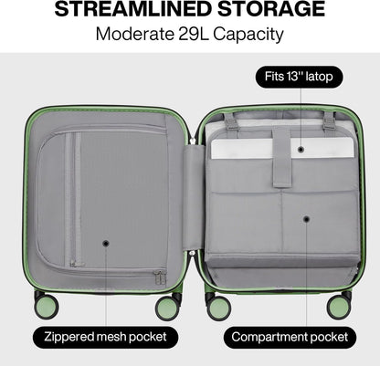 Underseat Carry on Luggage 16 Inch Hardshell PC Suitcase with Spinner Wheels TSA Lock for Travel, Lark Yellow