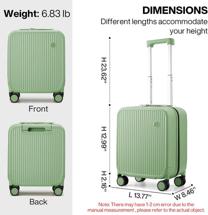 Underseat Carry on Luggage 16 Inch Hardshell PC Suitcase with Spinner Wheels TSA Lock for Travel, Lark Yellow