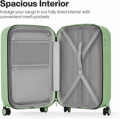 Underseat Carry on Luggage 16 Inch Hardshell PC Suitcase with Spinner Wheels TSA Lock for Travel, Lark Yellow