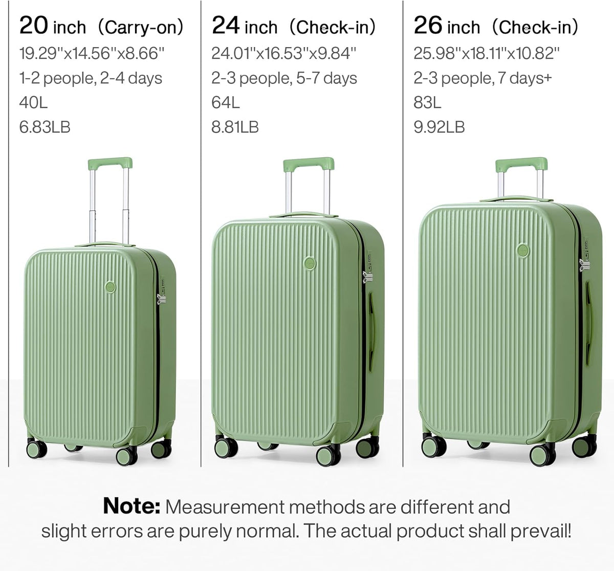 Underseat Carry on Luggage 16 Inch Hardshell PC Suitcase with Spinner Wheels TSA Lock for Travel, Lark Yellow