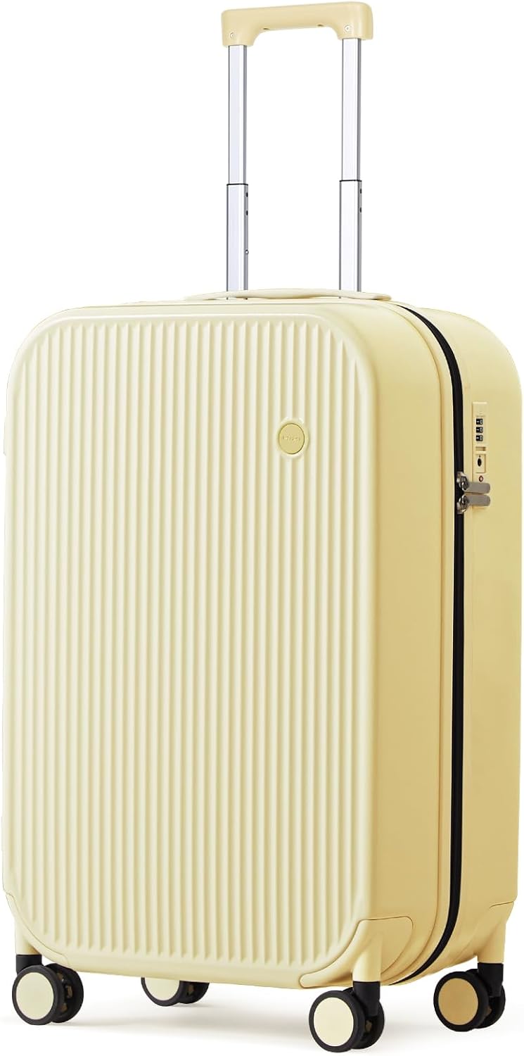 Underseat Carry on Luggage 16 Inch Hardshell PC Suitcase with Spinner Wheels TSA Lock for Travel, Lark Yellow