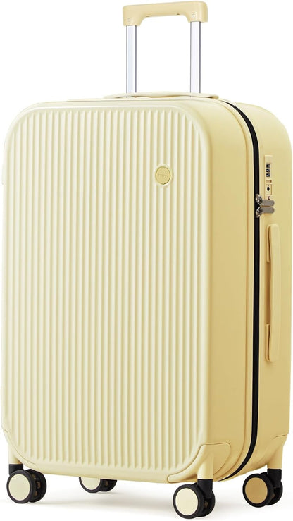 Underseat Carry on Luggage 16 Inch Hardshell PC Suitcase with Spinner Wheels TSA Lock for Travel, Lark Yellow