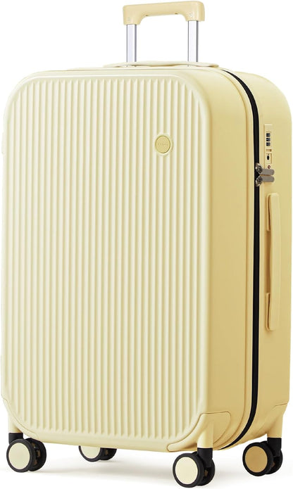 Underseat Carry on Luggage 16 Inch Hardshell PC Suitcase with Spinner Wheels TSA Lock for Travel, Lark Yellow