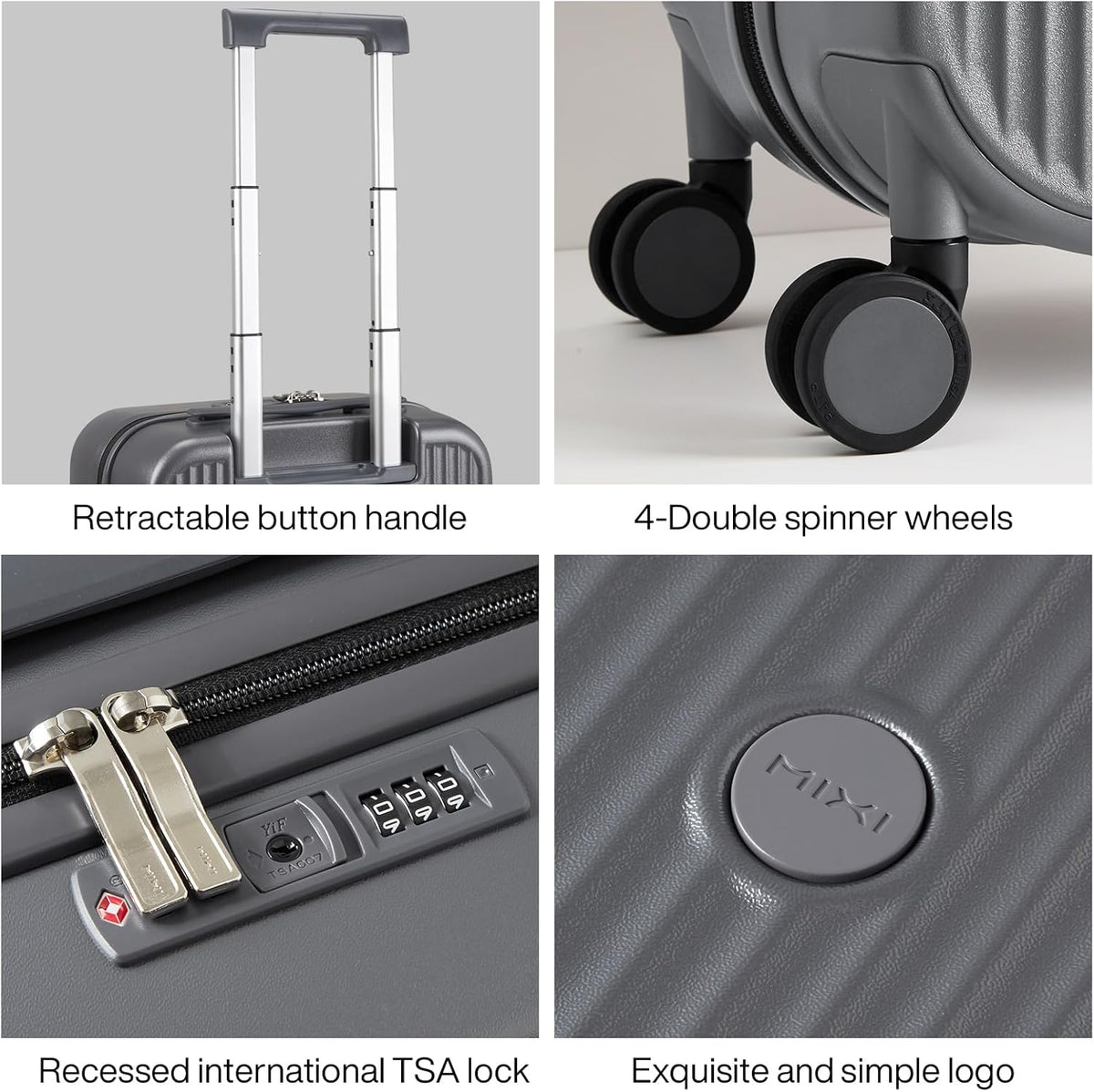 Underseat Carry on Luggage 16 Inch Hardshell PC Suitcase with Spinner Wheels TSA Lock for Travel, Lark Yellow