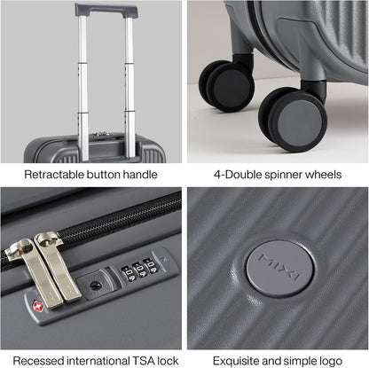 Underseat Carry on Luggage 16 Inch Hardshell PC Suitcase with Spinner Wheels TSA Lock for Travel, Lark Yellow
