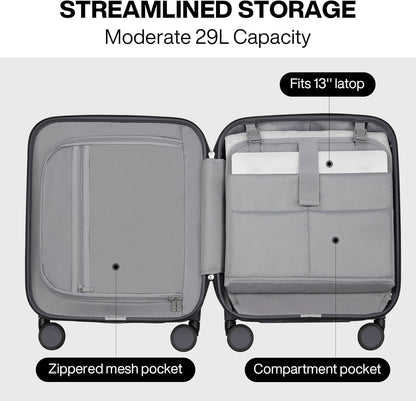 Underseat Carry on Luggage 16 Inch Hardshell PC Suitcase with Spinner Wheels TSA Lock for Travel, Lark Yellow