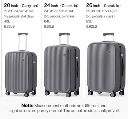 Underseat Carry on Luggage 16 Inch Hardshell PC Suitcase with Spinner Wheels TSA Lock for Travel, Lark Yellow