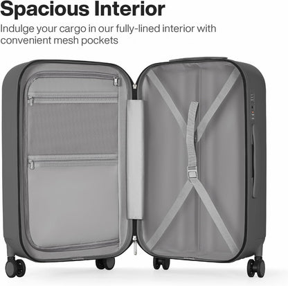 Underseat Carry on Luggage 16 Inch Hardshell PC Suitcase with Spinner Wheels TSA Lock for Travel, Lark Yellow