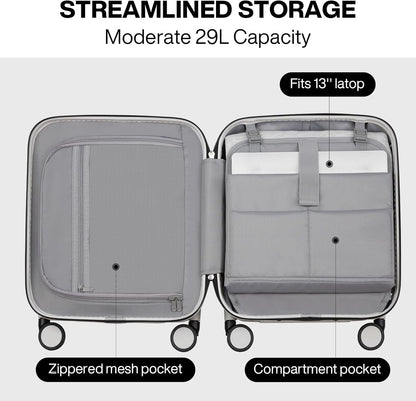 Underseat Carry on Luggage 16 Inch Hardshell PC Suitcase with Spinner Wheels TSA Lock for Travel, Lark Yellow