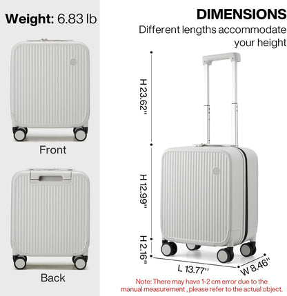 Underseat Carry on Luggage 16 Inch Hardshell PC Suitcase with Spinner Wheels TSA Lock for Travel, Lark Yellow
