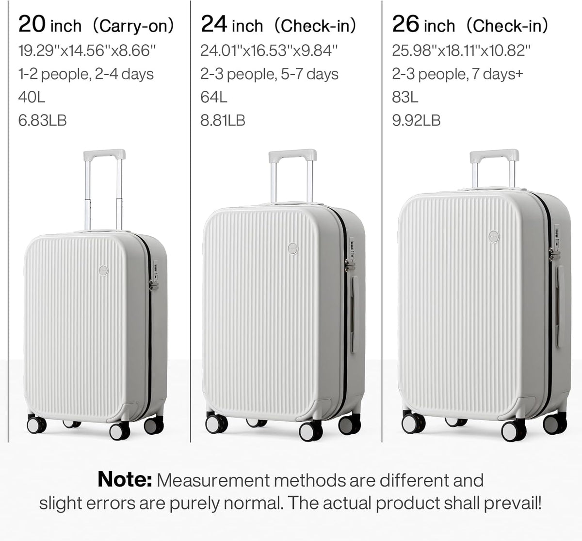 Underseat Carry on Luggage 16 Inch Hardshell PC Suitcase with Spinner Wheels TSA Lock for Travel, Lark Yellow