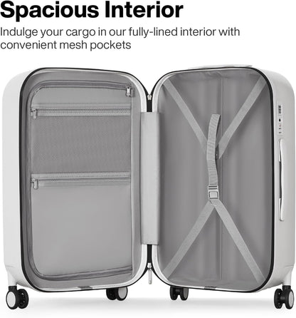 Underseat Carry on Luggage 16 Inch Hardshell PC Suitcase with Spinner Wheels TSA Lock for Travel, Lark Yellow