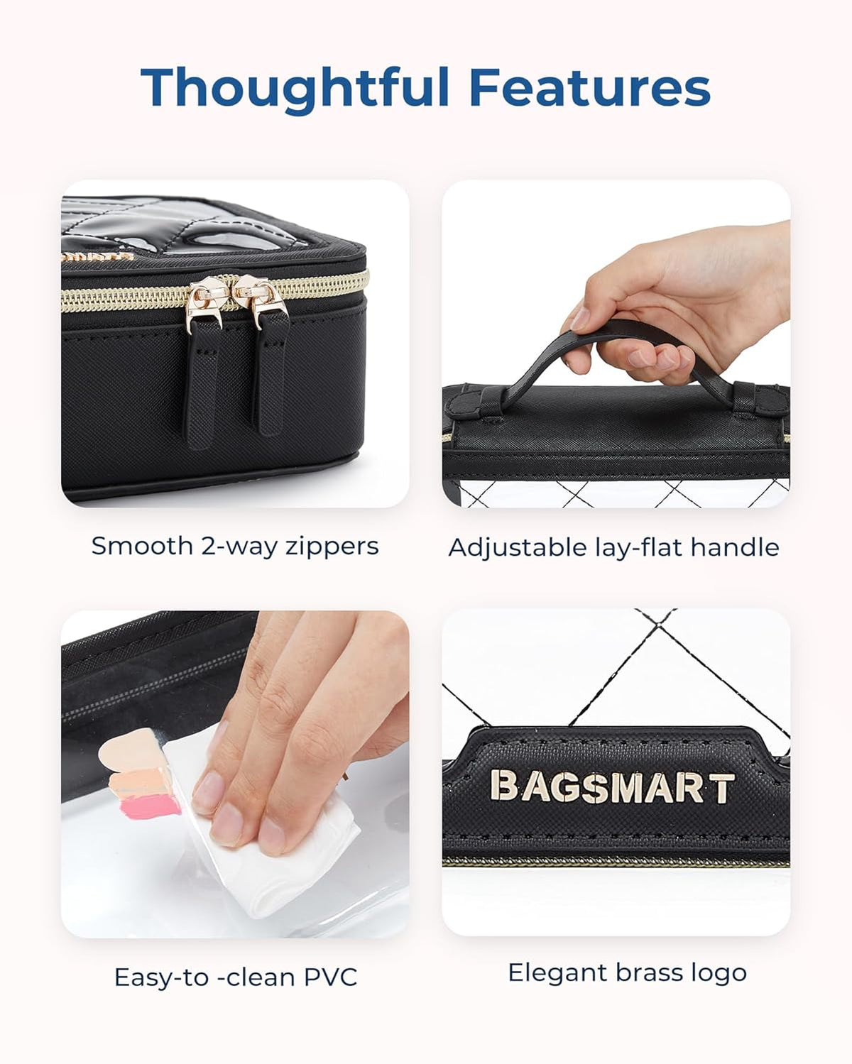 Clear Makeup Bag Set, TSA Approved Toiletry Bag, Clear Travel Bags for toiletries, Cosmetic Bags with Zipper, Makeup Organizer Bags Fit Carry-on Travel Essentials, Black