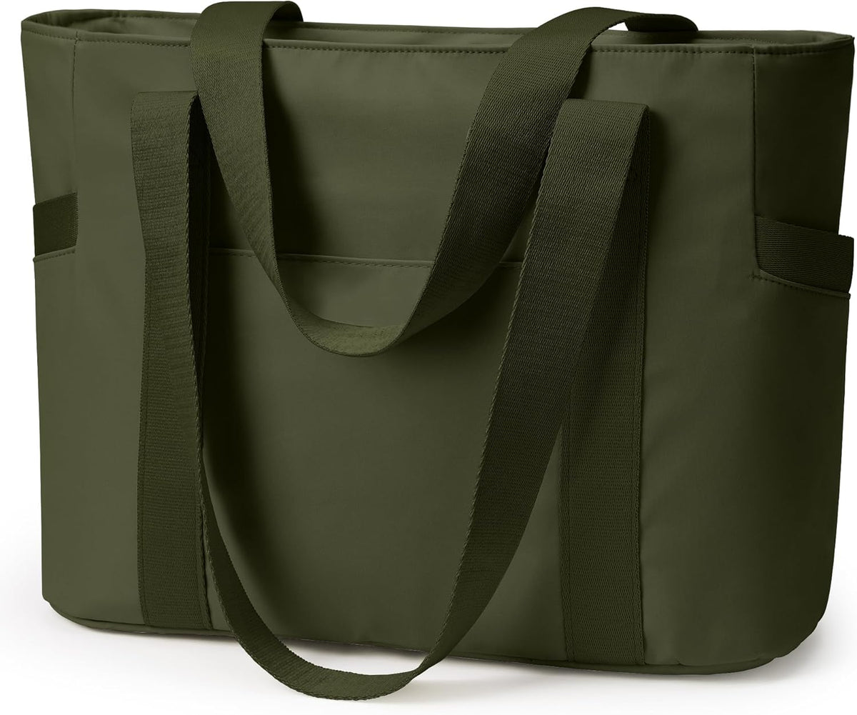 WLLWOO Large Tote Bag, Zipper Shoulder Bag for Women Trolley Sleeve 15.6” Laptop Travel Work Daily Nurse Gym