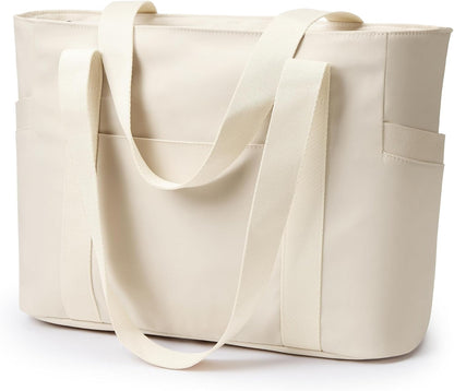 WLLWOO Large Tote Bag, Zipper Shoulder Bag for Women Trolley Sleeve 15.6” Laptop Travel Work Daily Nurse Gym
