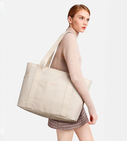 WLLWOO Large Tote Bag, Zipper Shoulder Bag for Women Trolley Sleeve 15.6” Laptop Travel Work Daily Nurse Gym