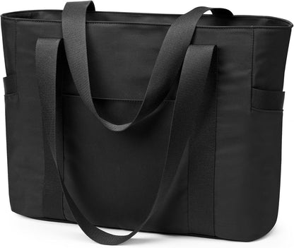 WLLWOO Large Tote Bag, Zipper Shoulder Bag for Women Trolley Sleeve 15.6” Laptop Travel Work Daily Nurse Gym
