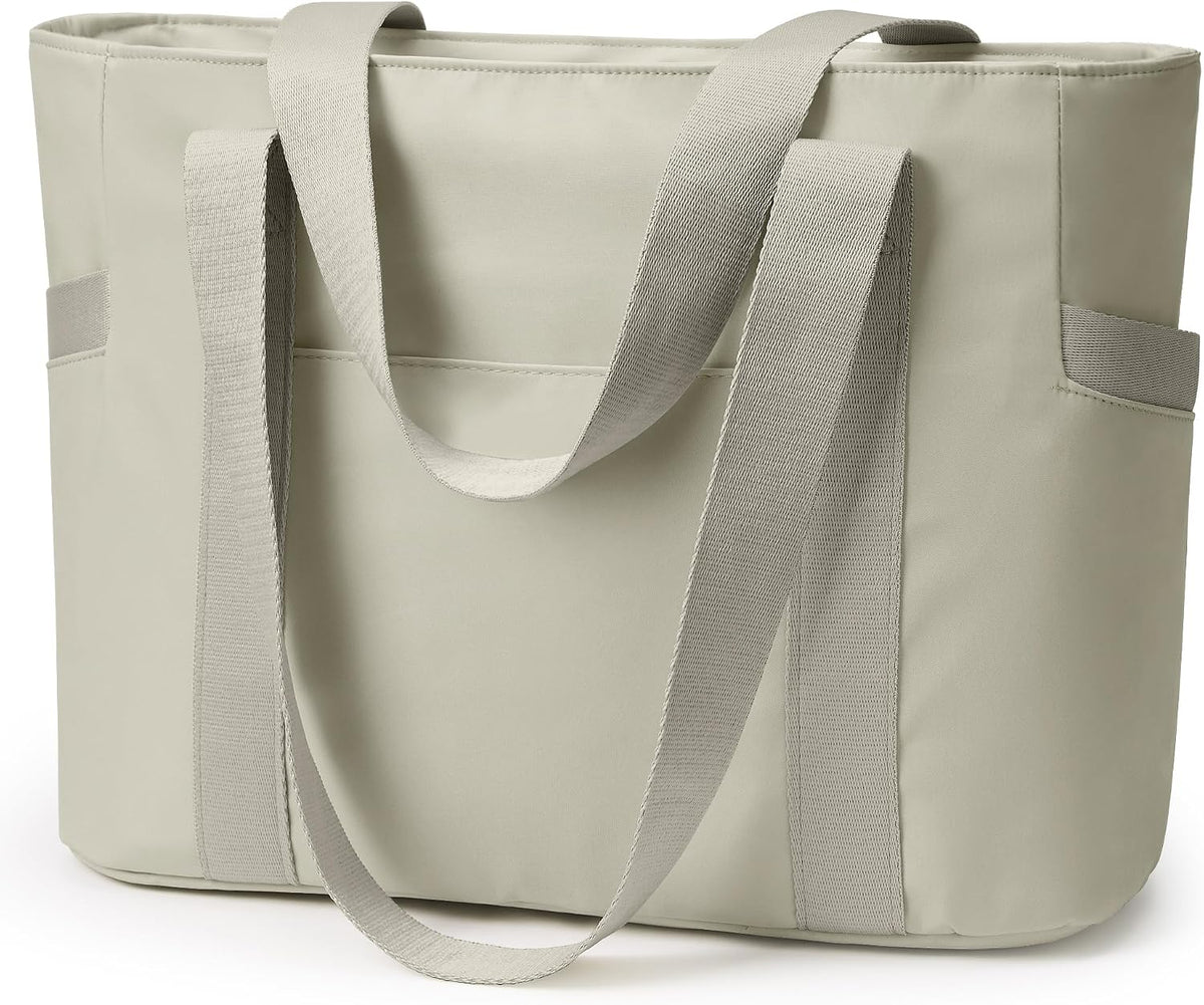 WLLWOO Large Tote Bag, Zipper Shoulder Bag for Women Trolley Sleeve 15.6” Laptop Travel Work Daily Nurse Gym