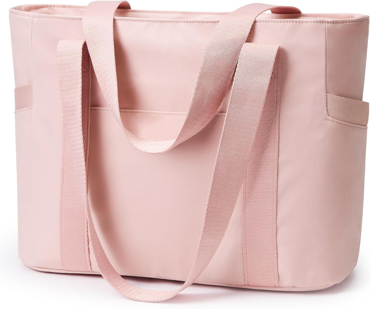 WLLWOO Large Tote Bag, Zipper Shoulder Bag for Women Trolley Sleeve 15.6” Laptop Travel Work Daily Nurse Gym