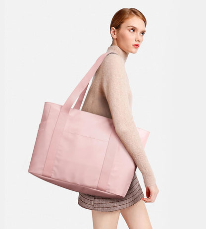 WLLWOO Large Tote Bag, Zipper Shoulder Bag for Women Trolley Sleeve 15.6” Laptop Travel Work Daily Nurse Gym