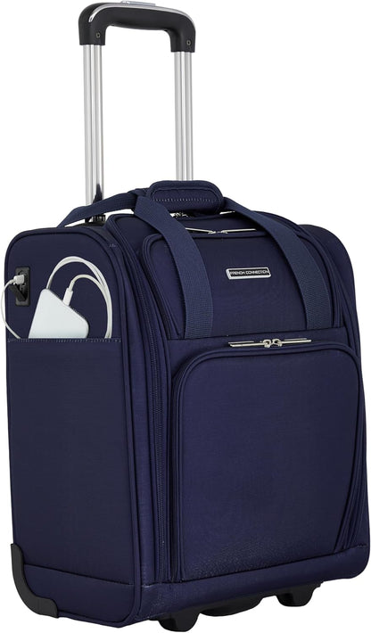 16" Underseat Carry-On Luggage with USB/USB-C Ports, Blue Depths