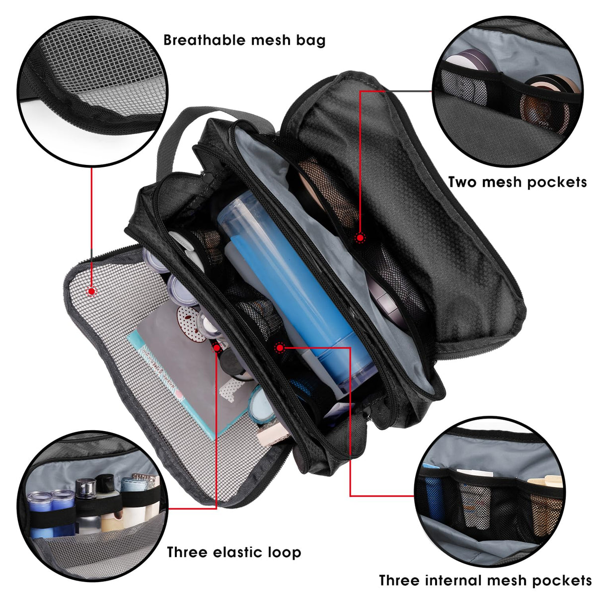 Travel Toiletry Bag for Men, Small Dopp Kit for Toiletries | Water-Resistant Fabric, Travel Bag for Toiletries, Compact Storage, Shaving Accessories, Weekend Trips
