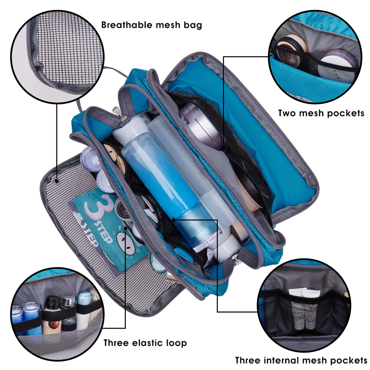 Travel Toiletry Bag for Men, Small Dopp Kit for Toiletries | Water-Resistant Fabric, Travel Bag for Toiletries, Compact Storage, Shaving Accessories, Weekend Trips