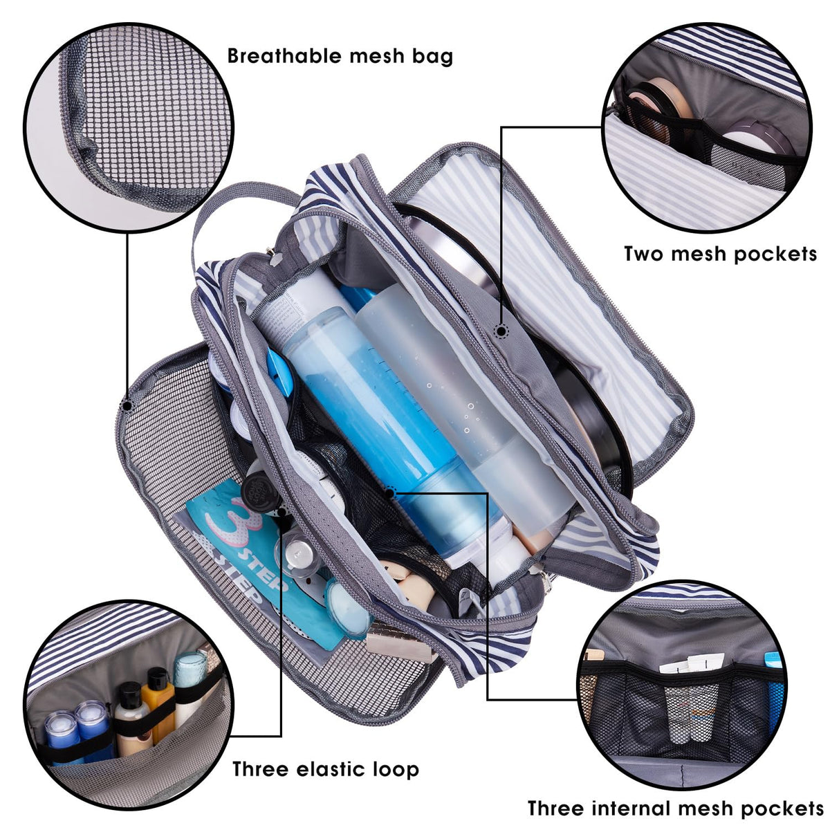 Travel Toiletry Bag for Men, Small Dopp Kit for Toiletries | Water-Resistant Fabric, Travel Bag for Toiletries, Compact Storage, Shaving Accessories, Weekend Trips