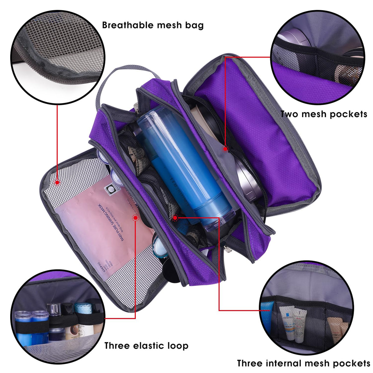 Travel Toiletry Bag for Men, Small Dopp Kit for Toiletries | Water-Resistant Fabric, Travel Bag for Toiletries, Compact Storage, Shaving Accessories, Weekend Trips