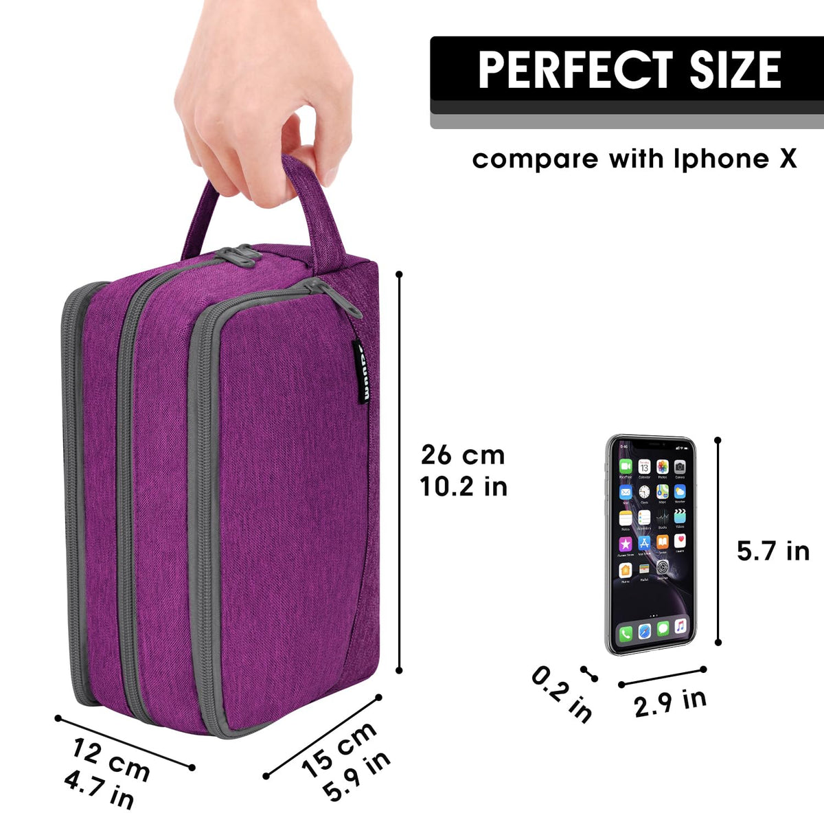 Travel Toiletry Bag for Men, Small Dopp Kit for Toiletries | Water-Resistant Fabric, Travel Bag for Toiletries, Compact Storage, Shaving Accessories, Weekend Trips