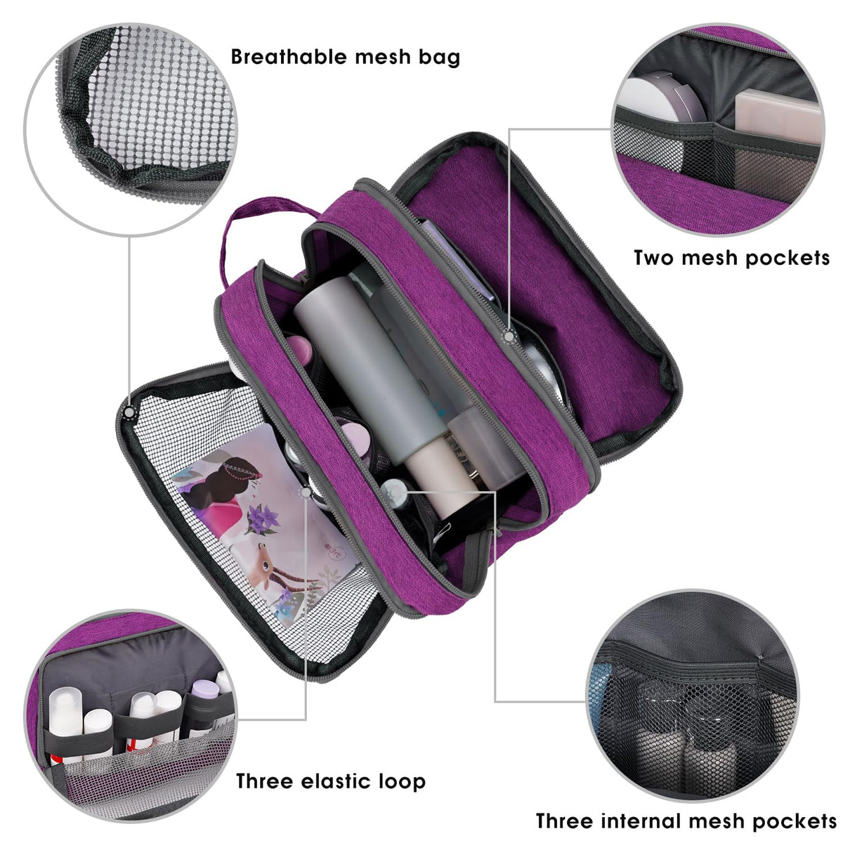 Travel Toiletry Bag for Men, Small Dopp Kit for Toiletries | Water-Resistant Fabric, Travel Bag for Toiletries, Compact Storage, Shaving Accessories, Weekend Trips