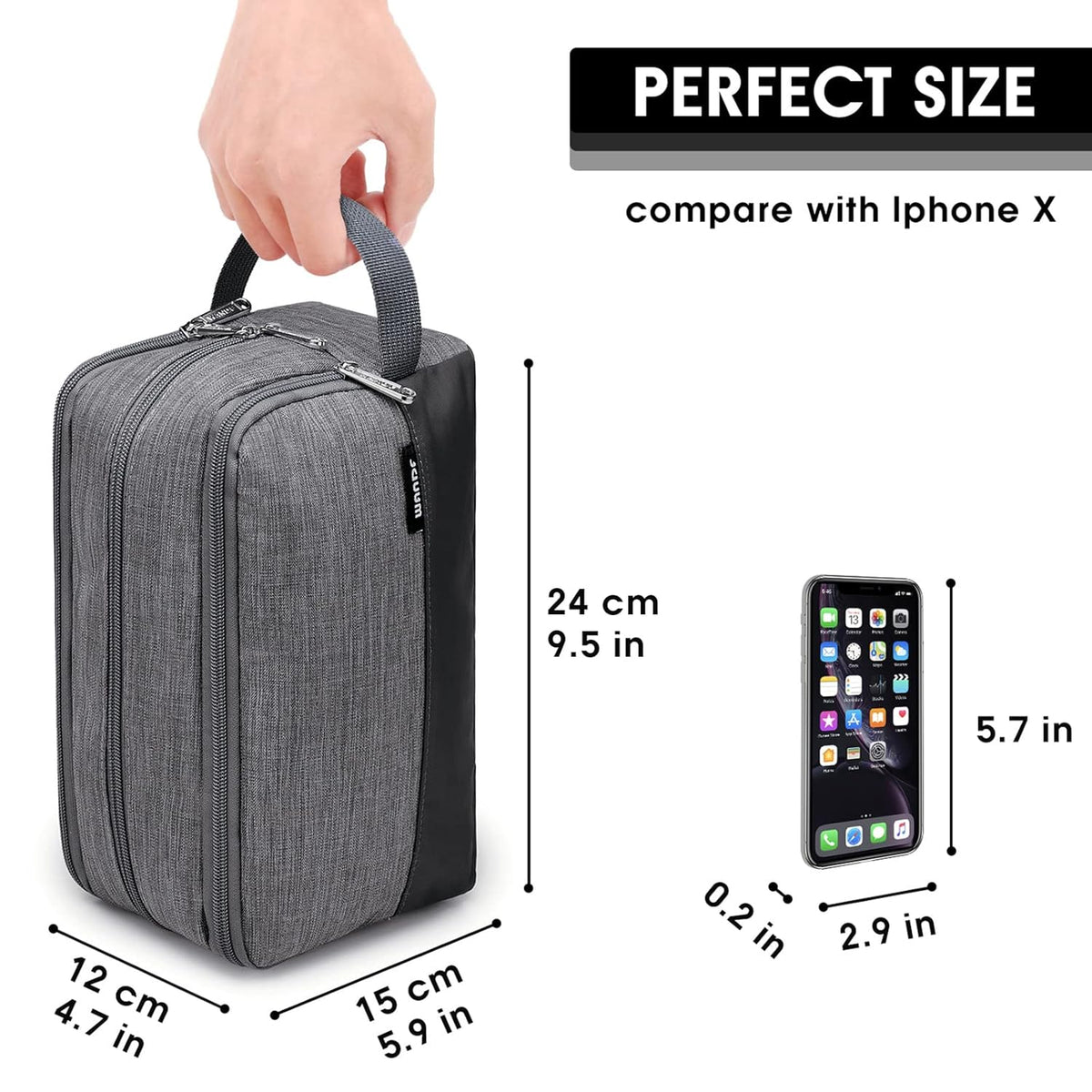 Travel Toiletry Bag for Men, Small Dopp Kit for Toiletries | Water-Resistant Fabric, Travel Bag for Toiletries, Compact Storage, Shaving Accessories, Weekend Trips