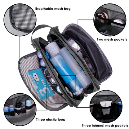 Travel Toiletry Bag for Men, Small Dopp Kit for Toiletries | Water-Resistant Fabric, Travel Bag for Toiletries, Compact Storage, Shaving Accessories, Weekend Trips