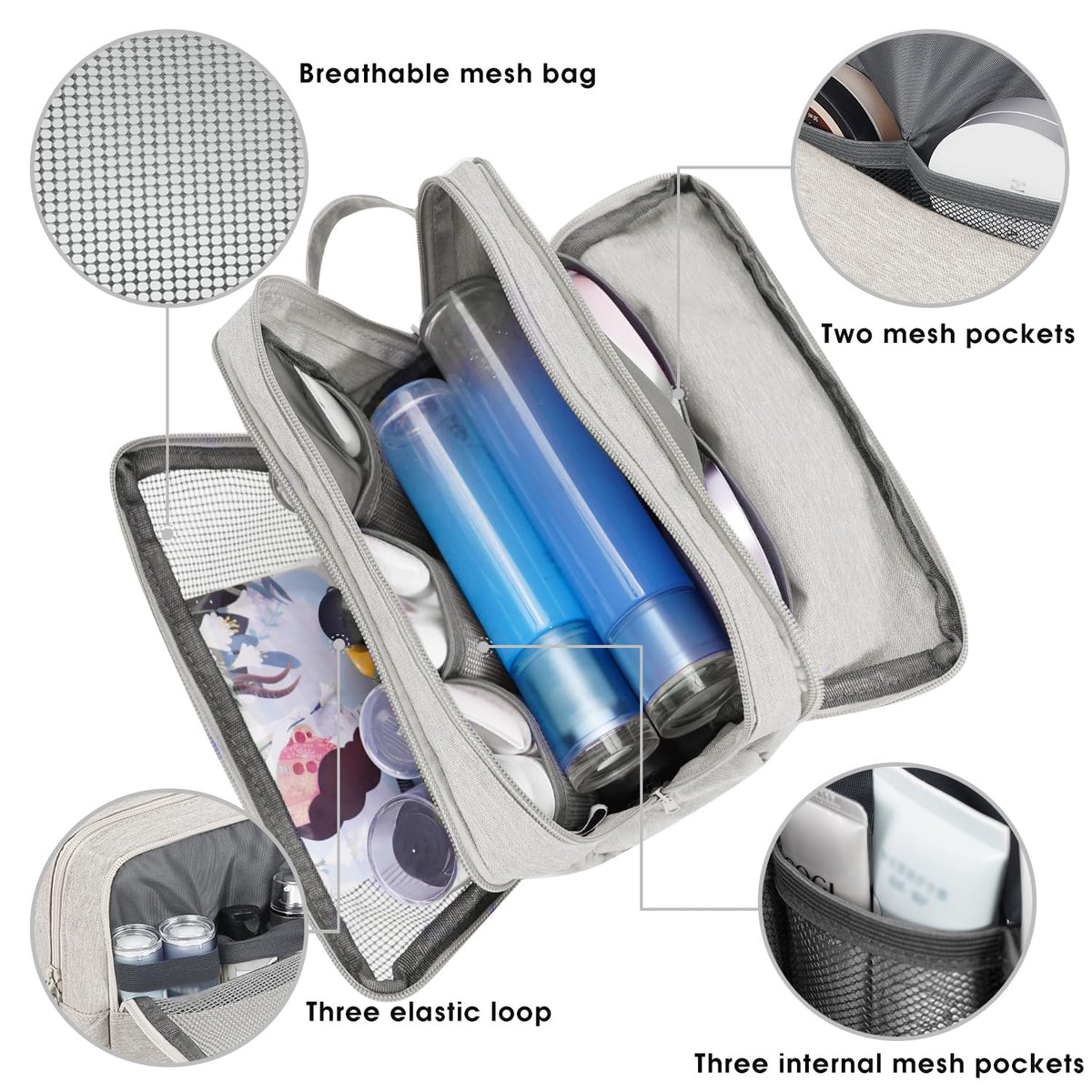 Travel Toiletry Bag for Men, Small Dopp Kit for Toiletries | Water-Resistant Fabric, Travel Bag for Toiletries, Compact Storage, Shaving Accessories, Weekend Trips