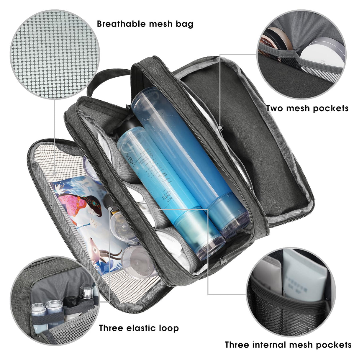 Travel Toiletry Bag for Men, Small Dopp Kit for Toiletries | Water-Resistant Fabric, Travel Bag for Toiletries, Compact Storage, Shaving Accessories, Weekend Trips