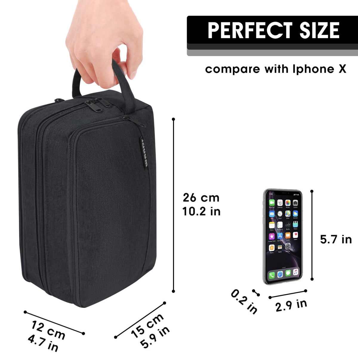 Travel Toiletry Bag for Men, Small Dopp Kit for Toiletries | Water-Resistant Fabric, Travel Bag for Toiletries, Compact Storage, Shaving Accessories, Weekend Trips