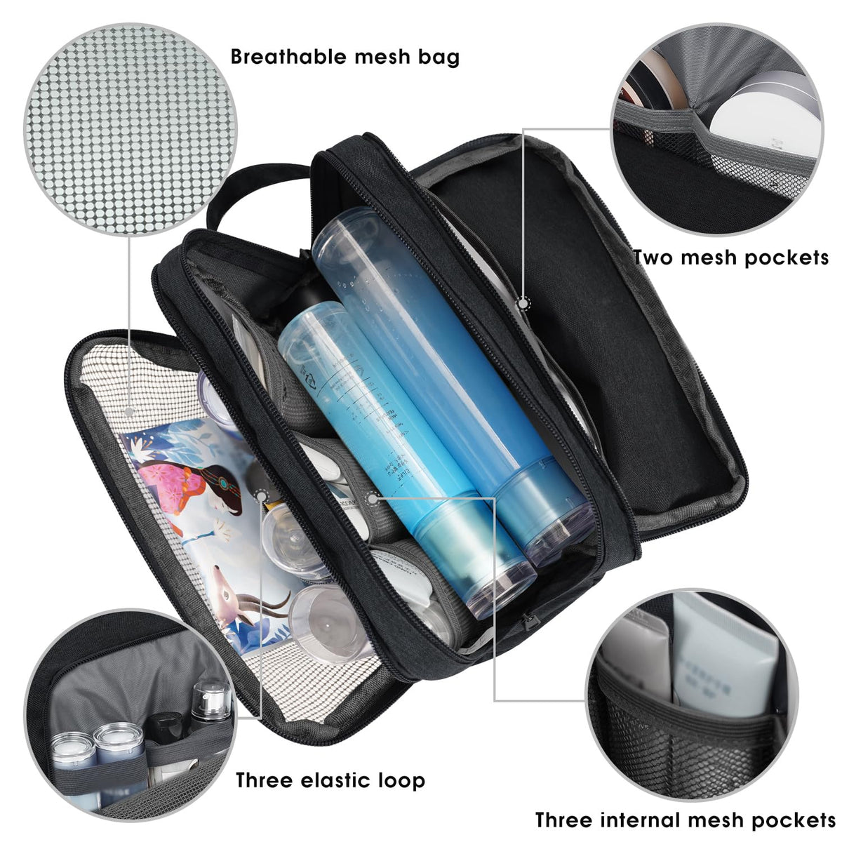 Travel Toiletry Bag for Men, Small Dopp Kit for Toiletries | Water-Resistant Fabric, Travel Bag for Toiletries, Compact Storage, Shaving Accessories, Weekend Trips
