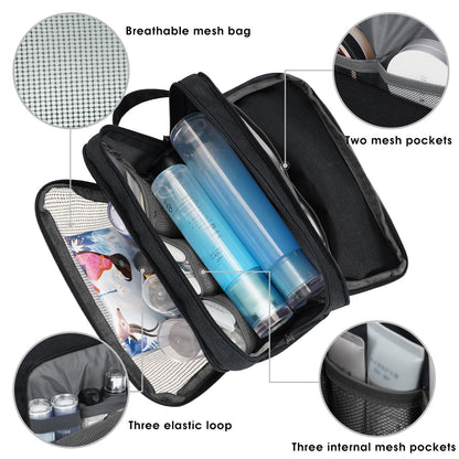 Travel Toiletry Bag for Men, Small Dopp Kit for Toiletries | Water-Resistant Fabric, Travel Bag for Toiletries, Compact Storage, Shaving Accessories, Weekend Trips