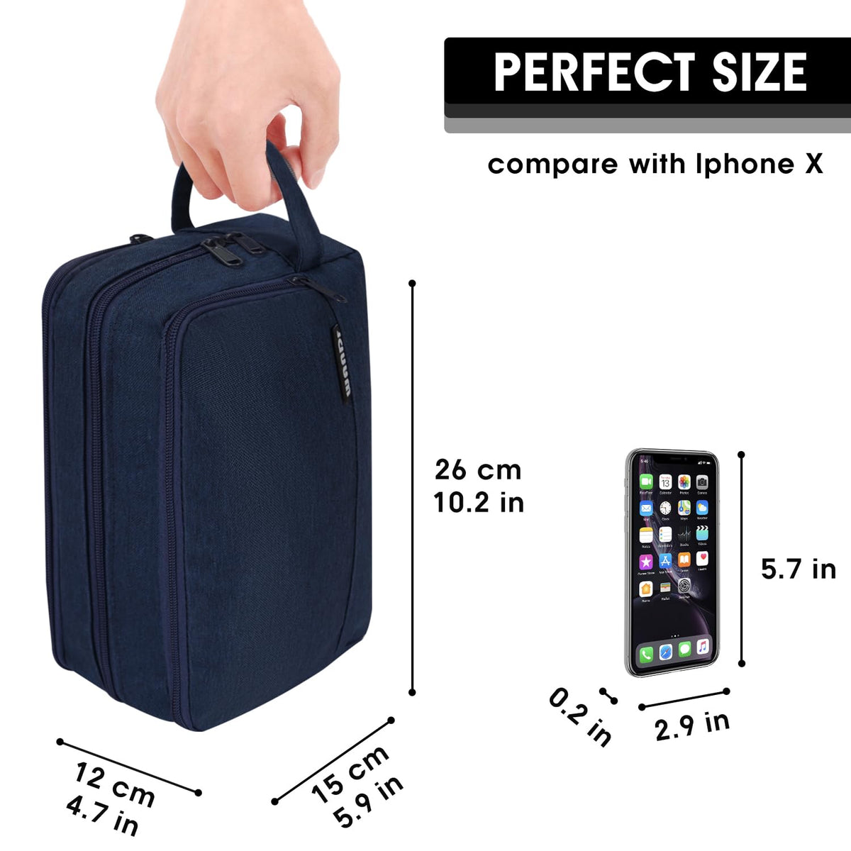 Travel Toiletry Bag for Men, Small Dopp Kit for Toiletries | Water-Resistant Fabric, Travel Bag for Toiletries, Compact Storage, Shaving Accessories, Weekend Trips