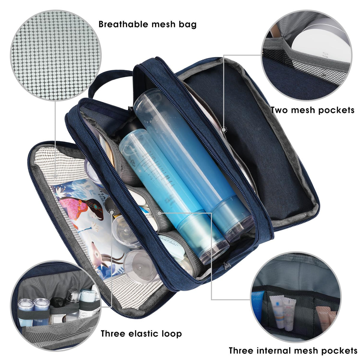 Travel Toiletry Bag for Men, Small Dopp Kit for Toiletries | Water-Resistant Fabric, Travel Bag for Toiletries, Compact Storage, Shaving Accessories, Weekend Trips