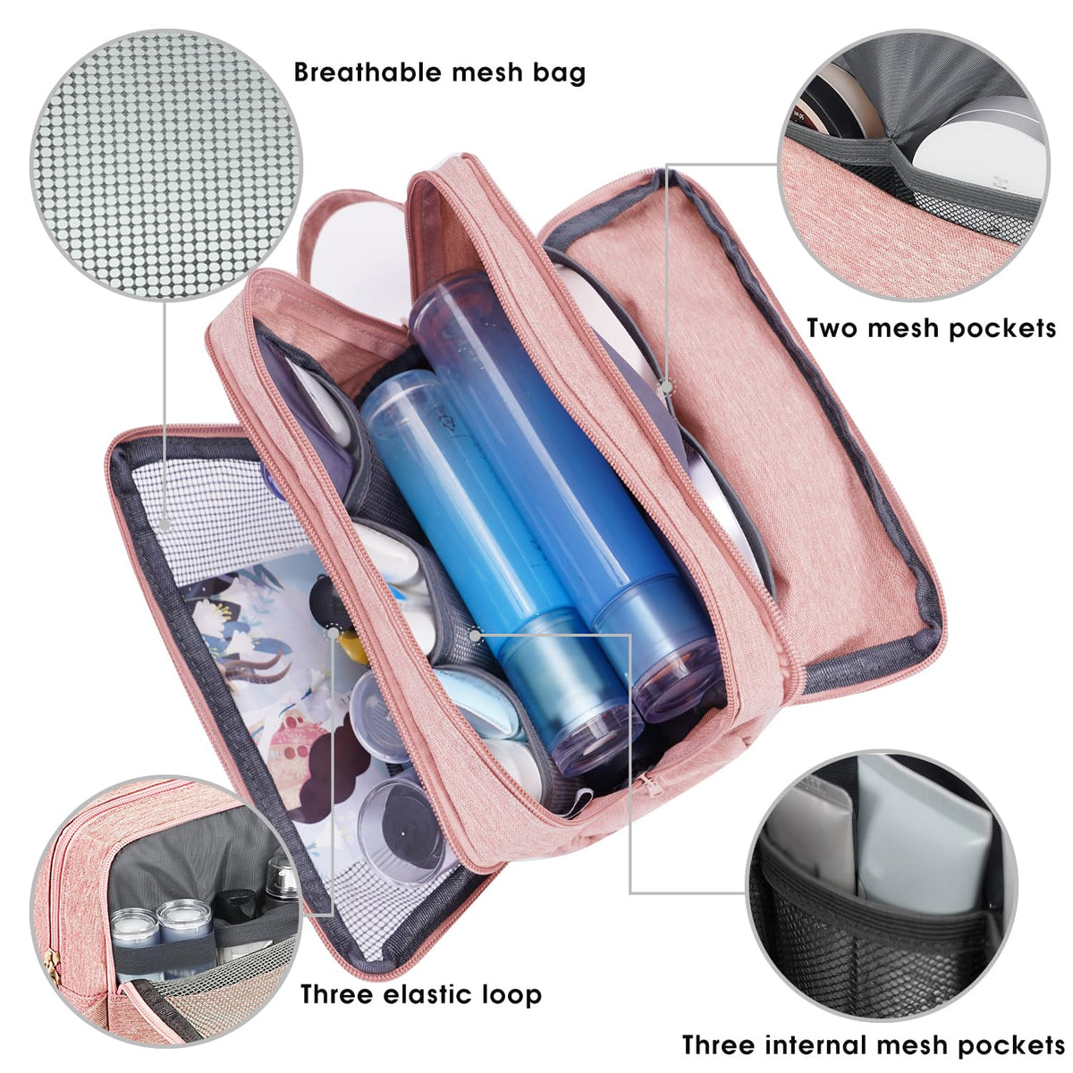 Travel Toiletry Bag for Men, Small Dopp Kit for Toiletries | Water-Resistant Fabric, Travel Bag for Toiletries, Compact Storage, Shaving Accessories, Weekend Trips