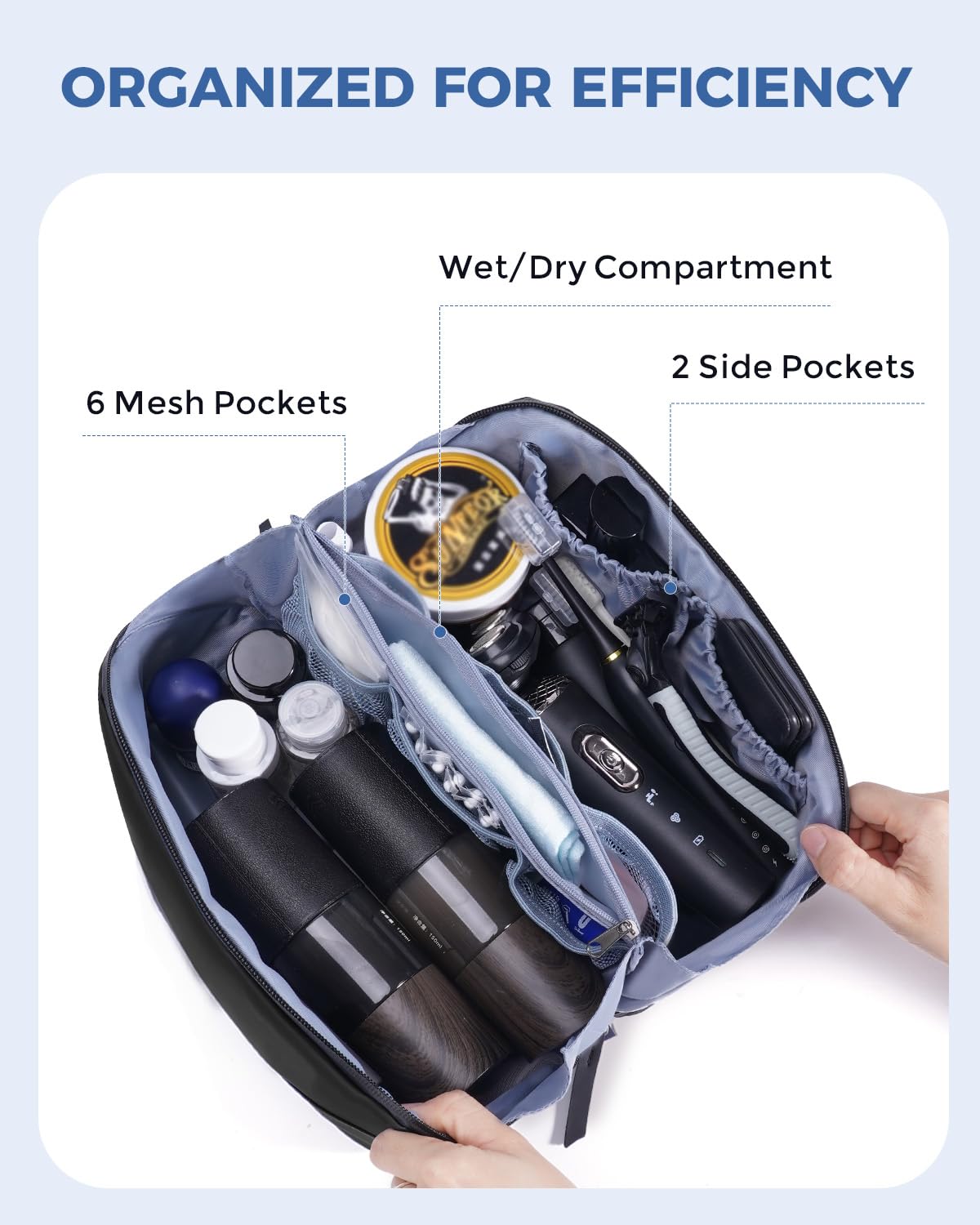 Travel Toiletry Bag for Men, Small Dopp Kit for Toiletries | Water-Resistant Fabric, Travel Bag for Toiletries, Compact Storage, Shaving Accessories, Weekend Trips