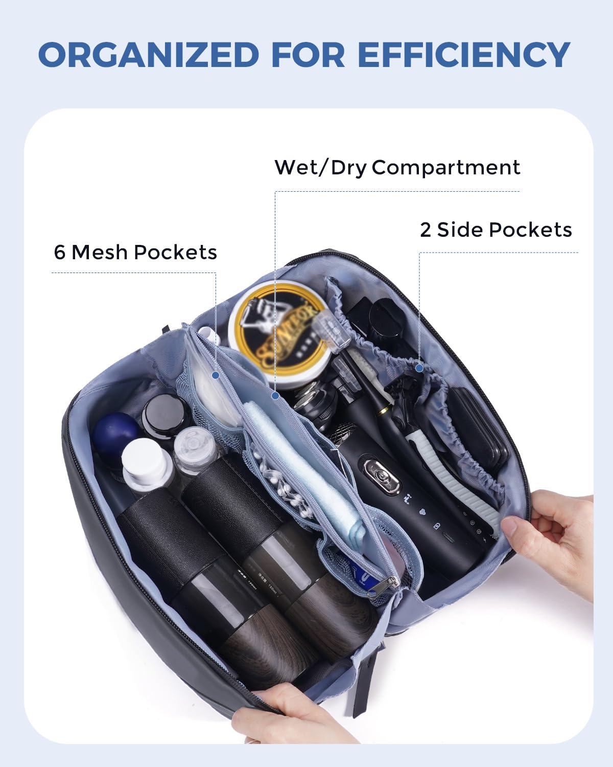 Travel Toiletry Bag for Men, Small Dopp Kit for Toiletries | Water-Resistant Fabric, Travel Bag for Toiletries, Compact Storage, Shaving Accessories, Weekend Trips
