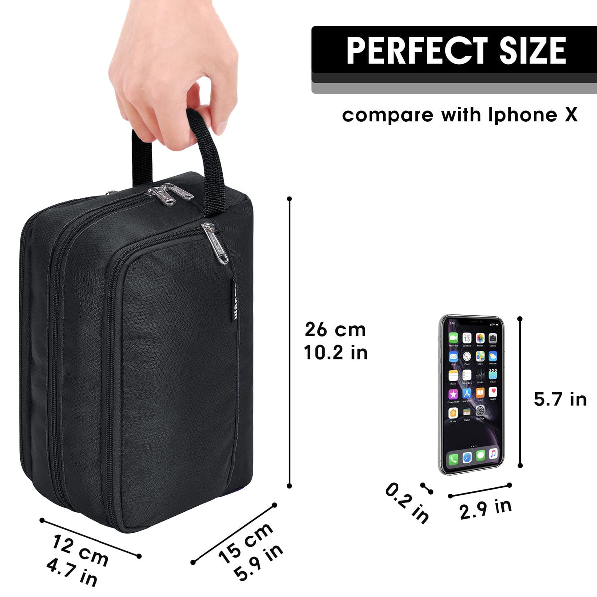 Travel Toiletry Bag for Men, Small Dopp Kit for Toiletries | Water-Resistant Fabric, Travel Bag for Toiletries, Compact Storage, Shaving Accessories, Weekend Trips