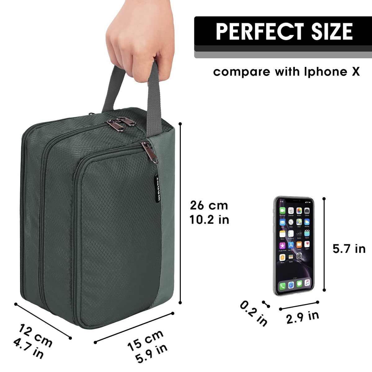 Travel Toiletry Bag for Men, Small Dopp Kit for Toiletries | Water-Resistant Fabric, Travel Bag for Toiletries, Compact Storage, Shaving Accessories, Weekend Trips