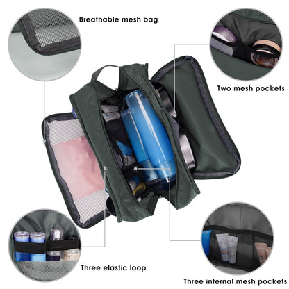 Travel Toiletry Bag for Men, Small Dopp Kit for Toiletries | Water-Resistant Fabric, Travel Bag for Toiletries, Compact Storage, Shaving Accessories, Weekend Trips