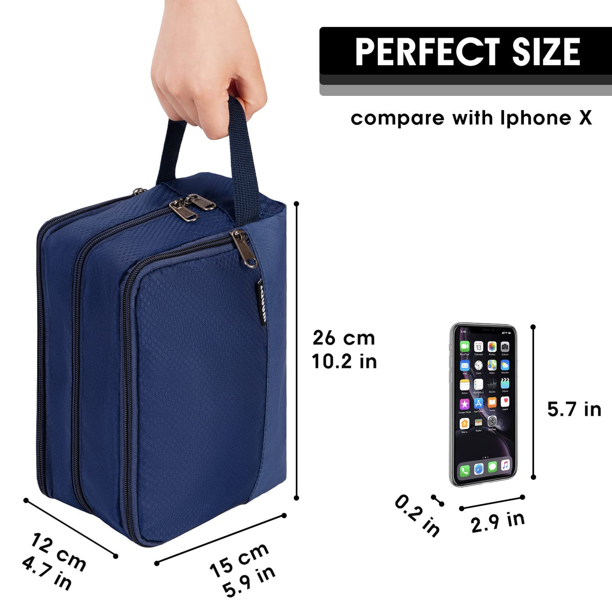 Travel Toiletry Bag for Men, Small Dopp Kit for Toiletries | Water-Resistant Fabric, Travel Bag for Toiletries, Compact Storage, Shaving Accessories, Weekend Trips