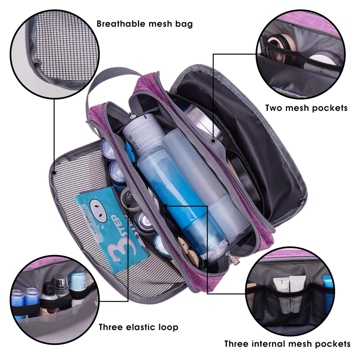 Travel Toiletry Bag for Men, Small Dopp Kit for Toiletries | Water-Resistant Fabric, Travel Bag for Toiletries, Compact Storage, Shaving Accessories, Weekend Trips